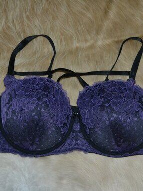 Torrid Purple Lace 40DD Push Up Black Bra